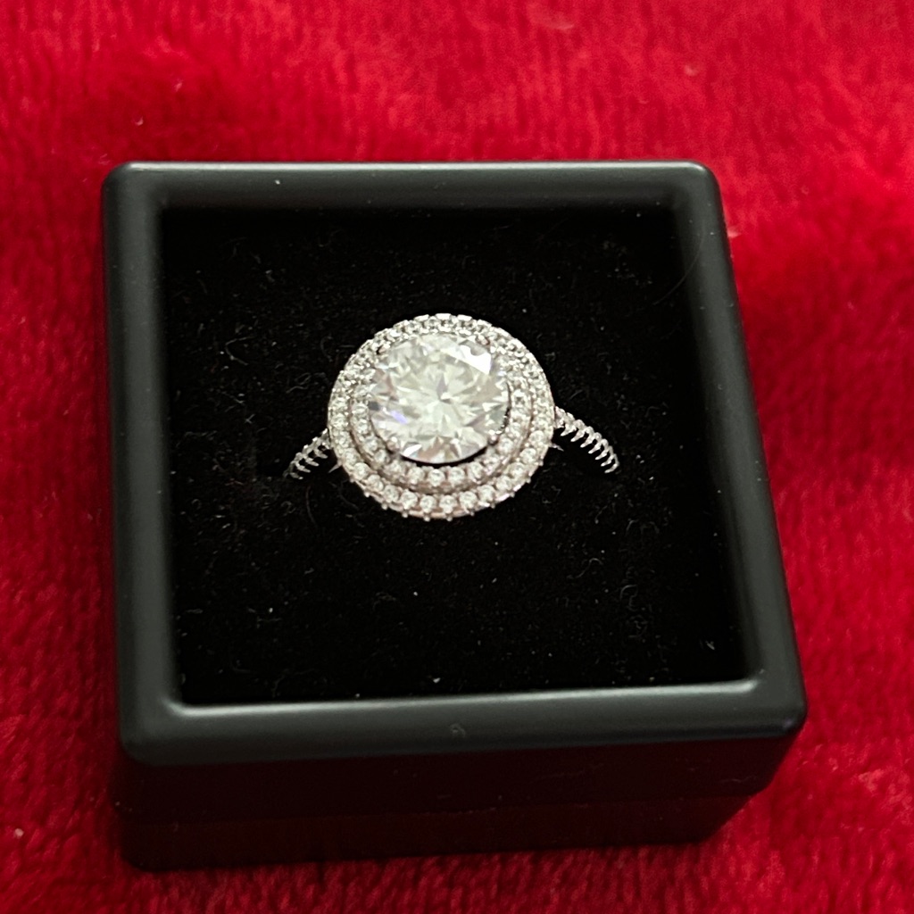 Moissanite 925 Sterling Silver Double Halo Ring Size 8 Vvsd